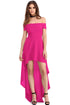 Sexy Rosy High Low Hem Off Shoulder Party Dress